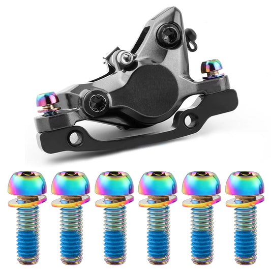 6Pcs M6x17mm Bike Crank Caliper Handlebar Stem Fixing Screws with Washer Bike Disc Brake Clamp Bolts for Fixing Brake Lever