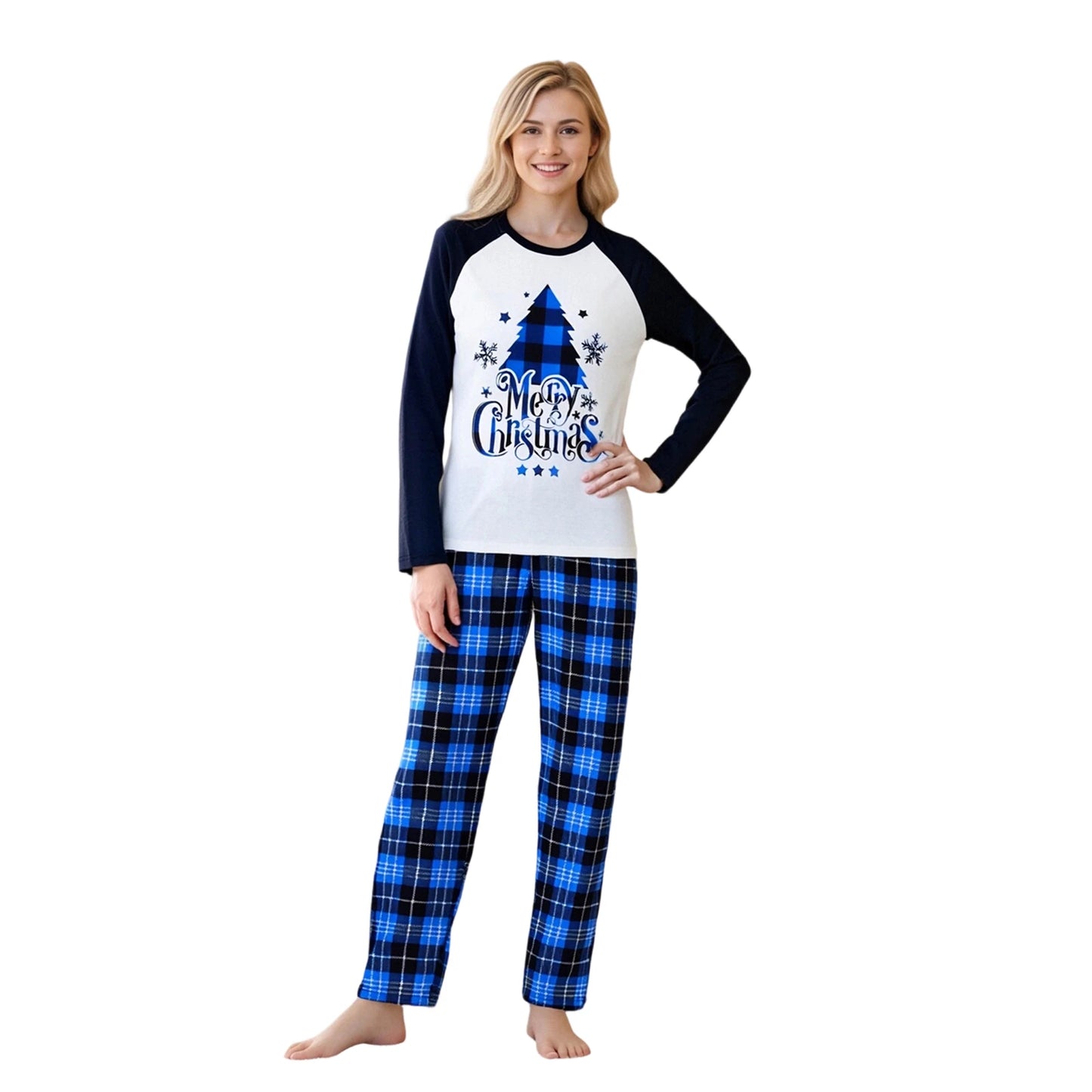 Festive Family Matching Pajamas Set with Reindeer Print and Cozy Plaid Patterns for Christmas Celebrations