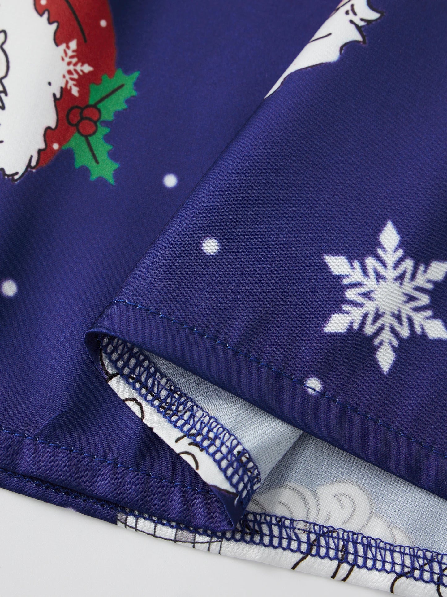 Family Matching Christmas Pajamas Set Dad and Son Santa Print Tops Pants Holiday Satin Pajamas Sleepwear