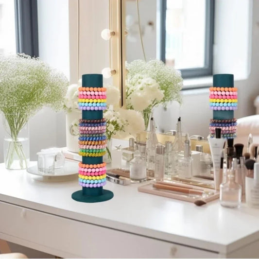 Velvet Jewelry Bracelet Watch Display Stand, 1 Pack Hair Band Vertical Tower Bangle Scrunchie T-Bar Rack Holder Closet Organizer