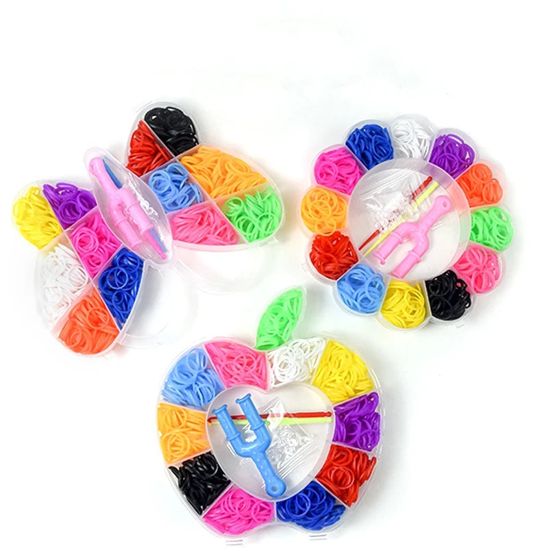 1 Box Rubber Loom Band Bracelet Kit Bead Set for DIY Elastic Friendship Bracelet Girls Jewelry Make Creation Knitting Accessory