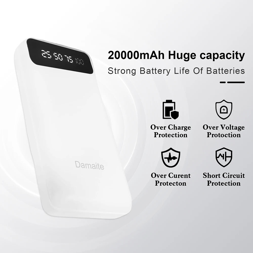 20000mAh Power Bank Portable Charging Powerbank Mobile Phone External Battery for iPhone 15 14 Samsung Huawei Xiaomi Poverbank