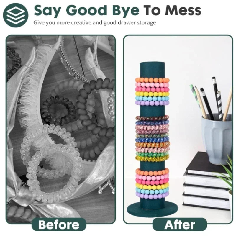 Velvet Jewelry Bracelet Watch Display Stand, 1 Pack Hair Band Vertical Tower Bangle Scrunchie T-Bar Rack Holder Closet Organizer