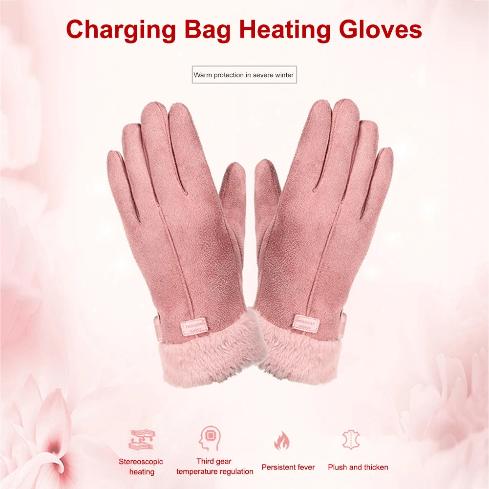 USB Warm Hand Heating Gloves Touch Screen USB Electric Heating Gloves Windproof Constant Temperature for Indoor Home Outdoor