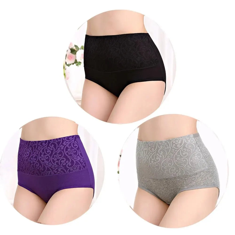 3Pcs/Lot Plus Size Underwear Women High Waist Women's Panties Cotton Brief Girl Breath Panty Abdominal Underpants Ladies L-5XL
