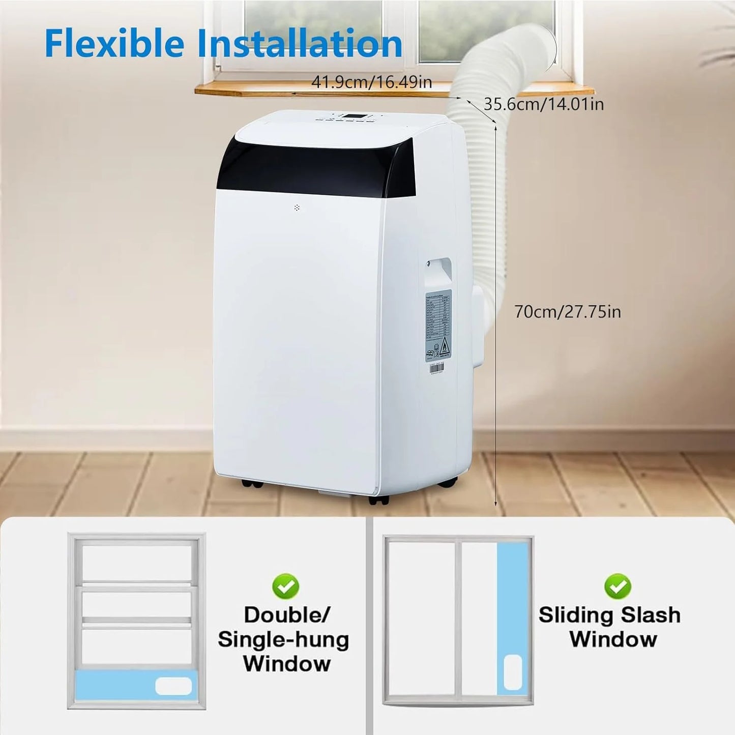 14000 BTU Portable Air Conditioners, 3-In-1 Free Standing Cooling AC Unit With Fan, Dehumidifier, Remote Control, Sleep Mode
