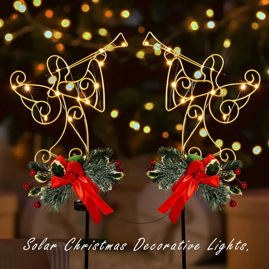 Solar Christmas Cross Stake Lights, Christmas Decorations Outdoor, Solar Christmas Garden Metal Stakes Angel Light