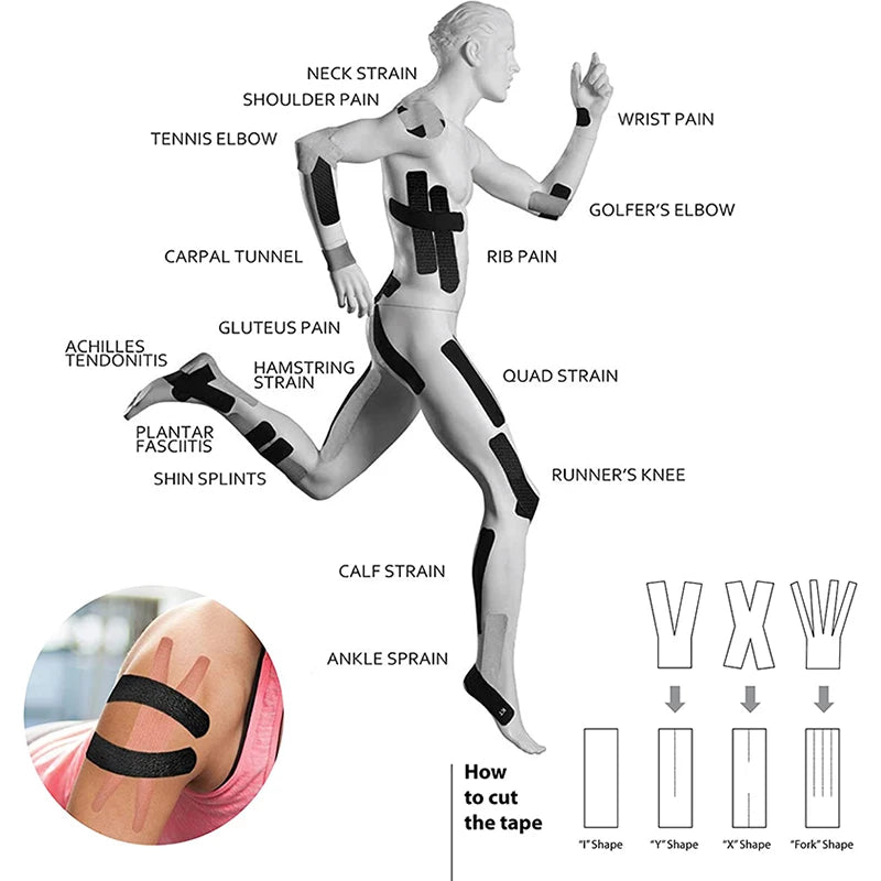 5 cm*5 m Sport Kinesiology Tape Athletic Elastic Knee pad Muscle Pain Relief Knee Taping Fitness Running Tennis Swimming Football