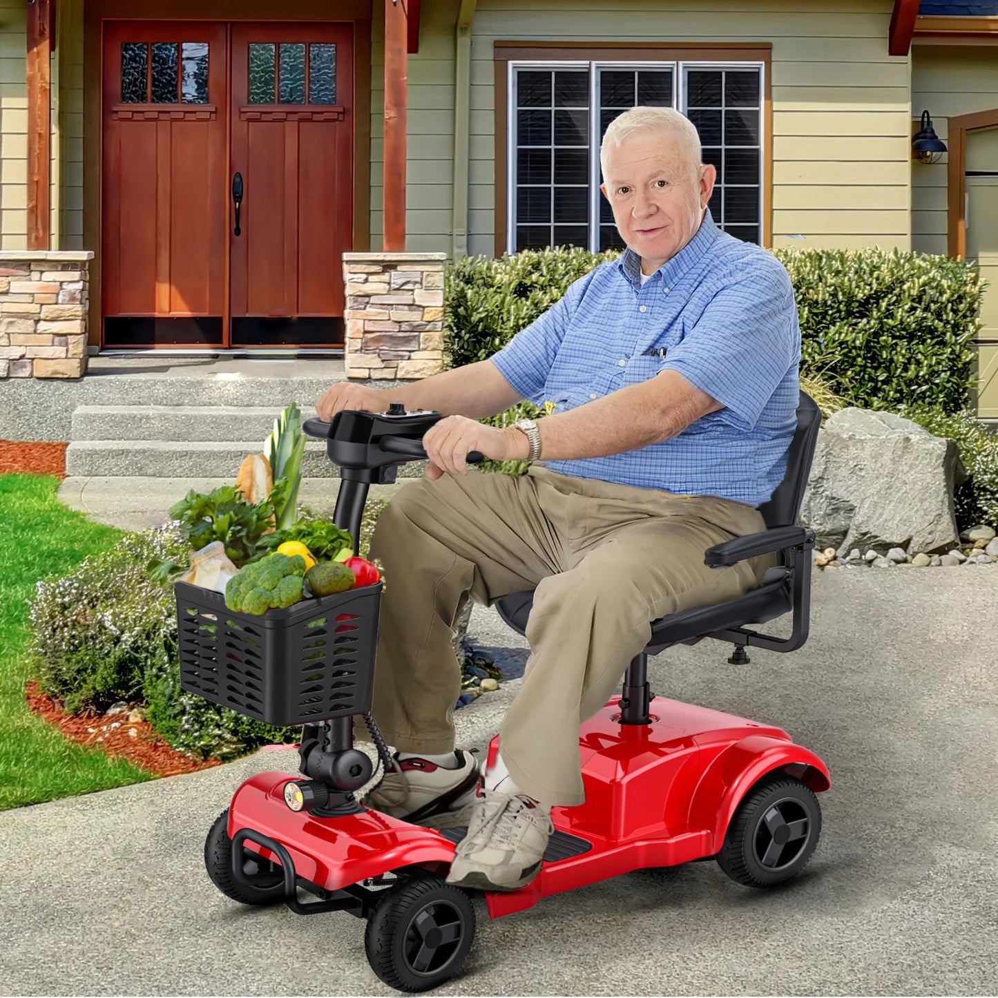 ENGUIE Four-Wheeled Electric Scooter, 250 W, 24 V 12 AH, 6.2 MPH Max Speed, 15.5 Miles Range, Ideal For Short Trips and Urban Living