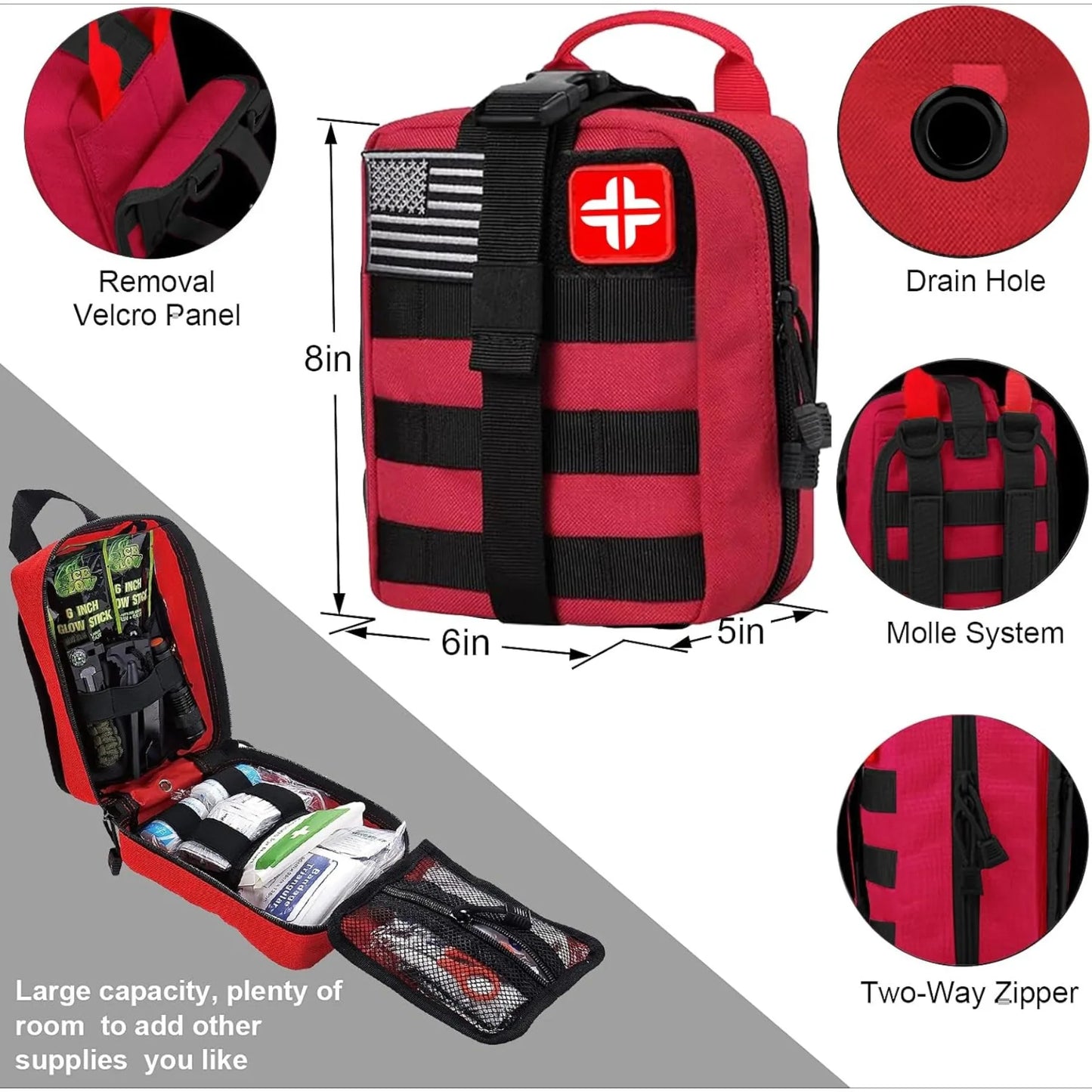 Survival kit and first aid kit,142 pieces of professional survival equipment, for men's outdoor camping and exploration