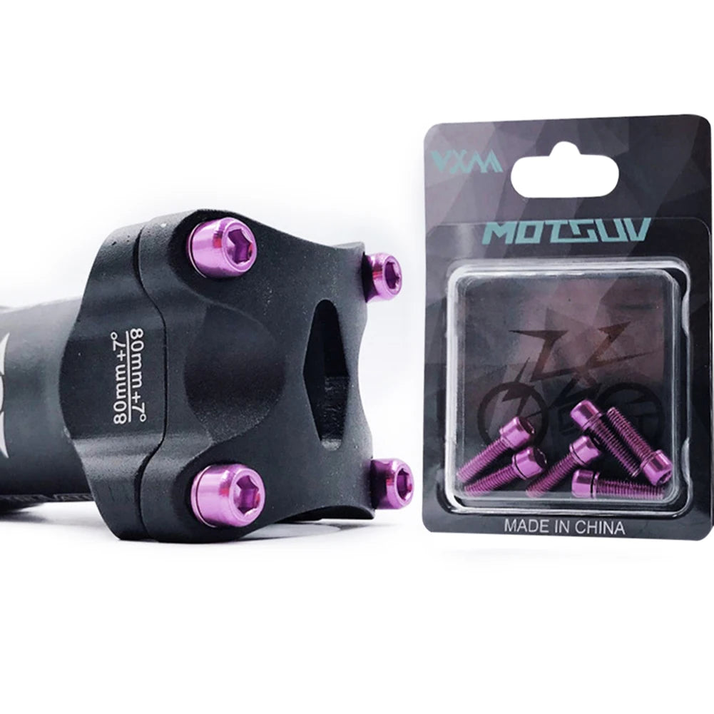 MTB Road Bike Stem Bolts M5x18mm Titanium Plated Allen Hex Head Stem Screws with Washer for Bicycle Accessories