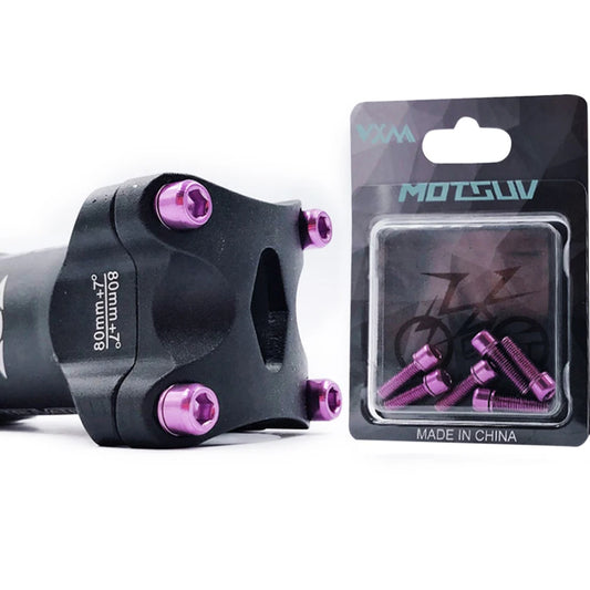 MTB Road Bike Stem Bolts M5x18mm Titanium Plated Allen Hex Head Stem Screws with Washer for Bicycle Accessories