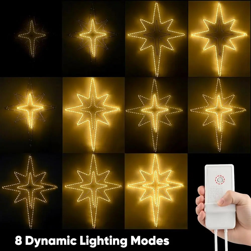 43 Waterproof LED Bethlehem Star Light, 8 Modes, Outdoor Christmas Decor, Warm White