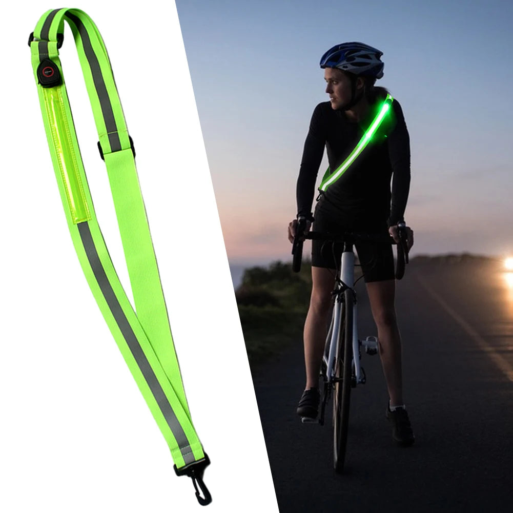 USB Rechargeable Safety Reflective Running Gear High Visibility LED Reflective Belt for Night Running Cycling Jogging Walking