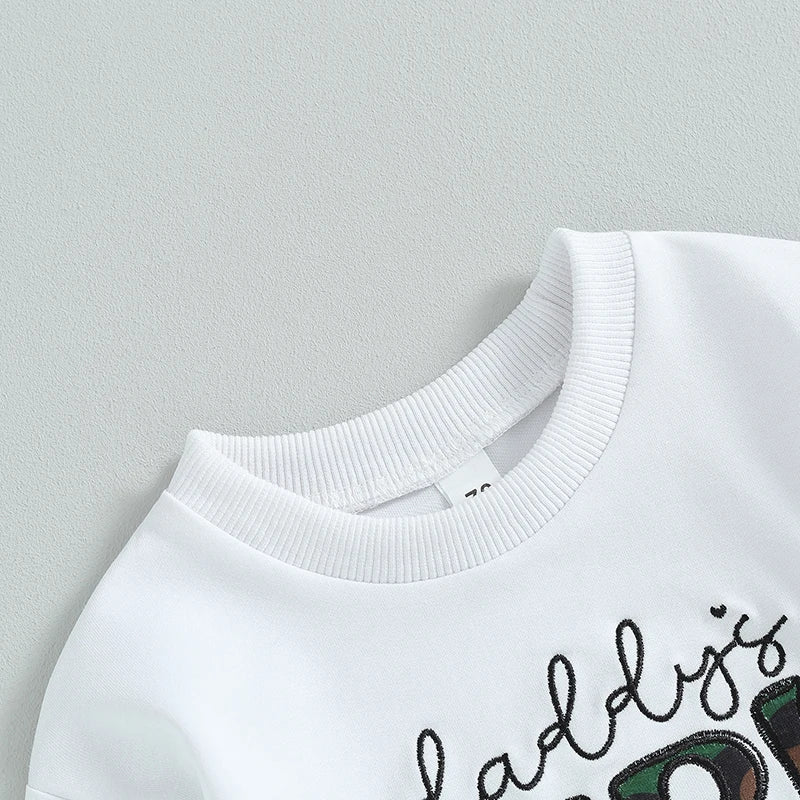 Adorable Baby Girl 2-Piece Spring Ensemble with Floral Embroidered Pullover and Camo Print Pants - Cute Toddler Outfit for