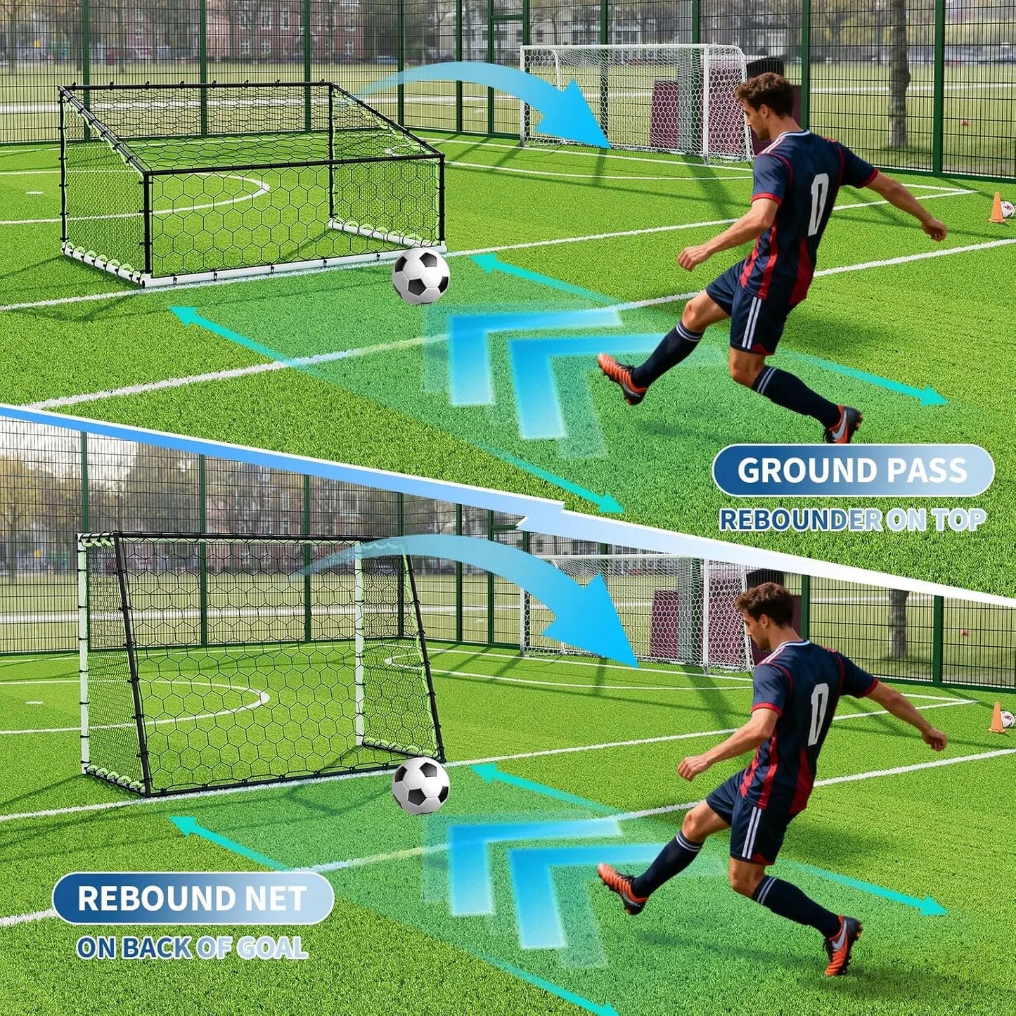 3-in-1 Soccer Goal Training,7x5Ft Soccer Rebounder Net,Rebound Trainer for Passing,Ball Control,Solo & Team Practice,Steel Frame