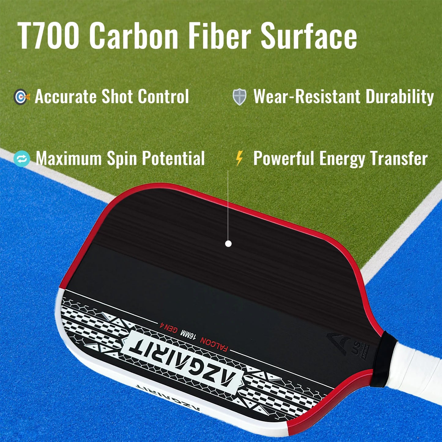 Pickleball Paddle:Gen 4 Propulsion Core|EVA Foam Honeycomb Core|Pickle Ball Paddle Carbon Fiber T700|Larger Sweet spot| Increase