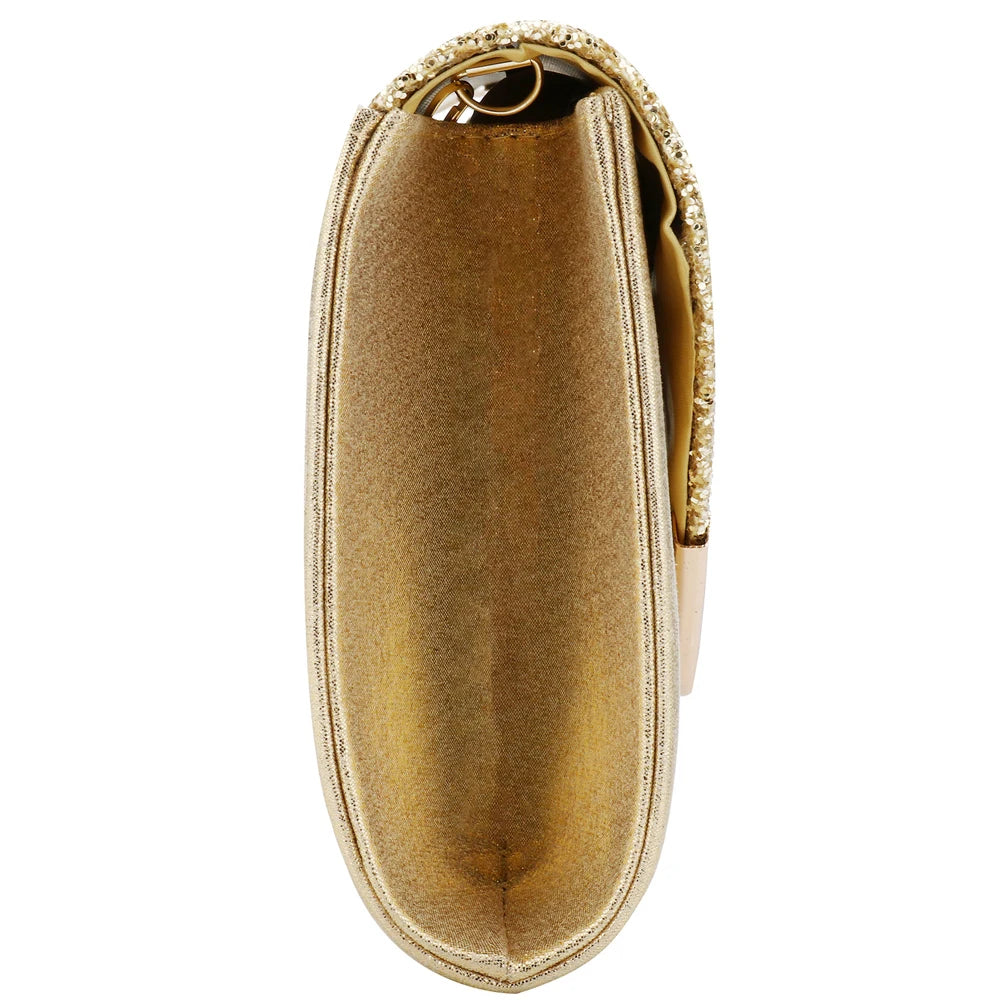 Gold Clutch Bags V Design Metal Chain Glitter Sequined Evening Bags With Envelope Party Wedding Casual Lady Handbags Banquet