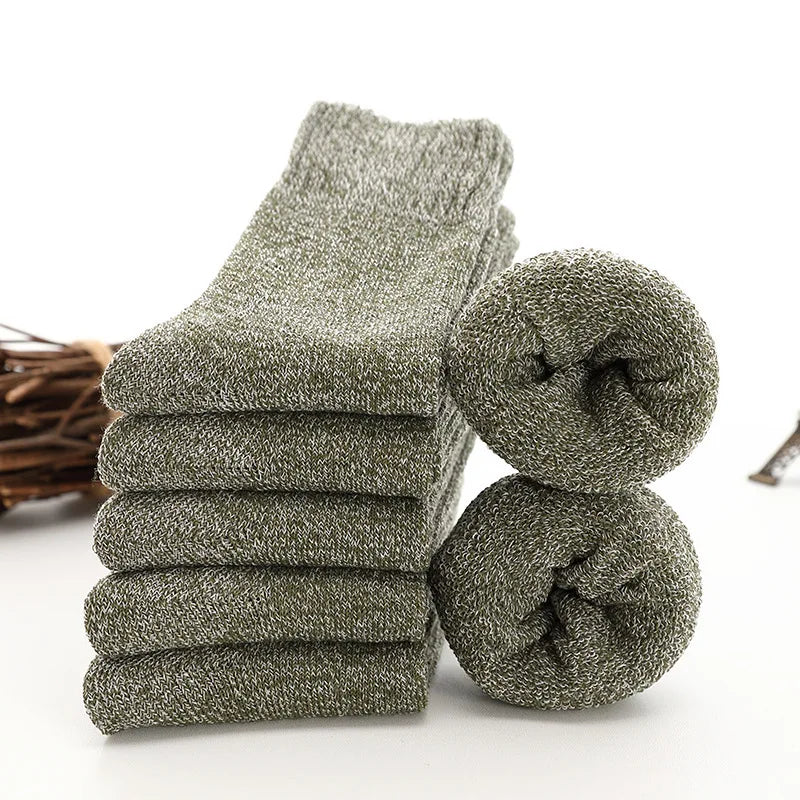 5 Pairs Super Thick Winter Woolen Merino Socks for Men Towel Thermal Warm Sport Socks Cotton Male's Cold Snow Boot Terry Sock