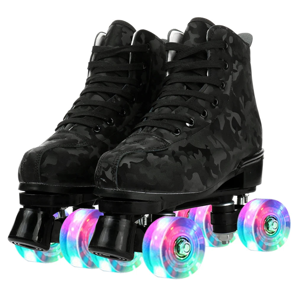 Outdoor Roller Skates Sports Double Row Skates Quad 4 Wheels Skating Women Flashing Roller Skates Shoes for Men Youth Boys Girls
