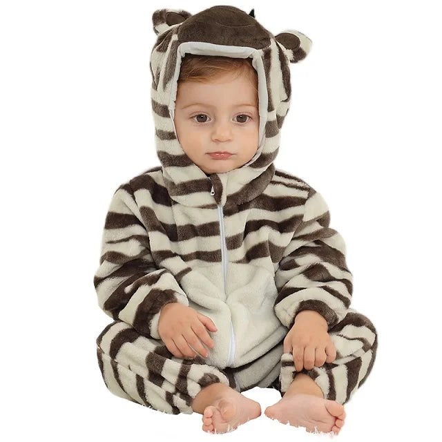 MICHLEY Halloween Winter Baby Rompers Hooded Flannel Cosplay Toddler Infant Clothes Bodysuits Jumpsuit Costume For Girl Boy