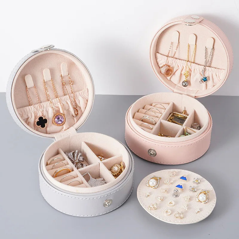 Small Travel Jewelry Organizer Box for Girls Women Earring Rings Storage Case Necklace Pendant Box
