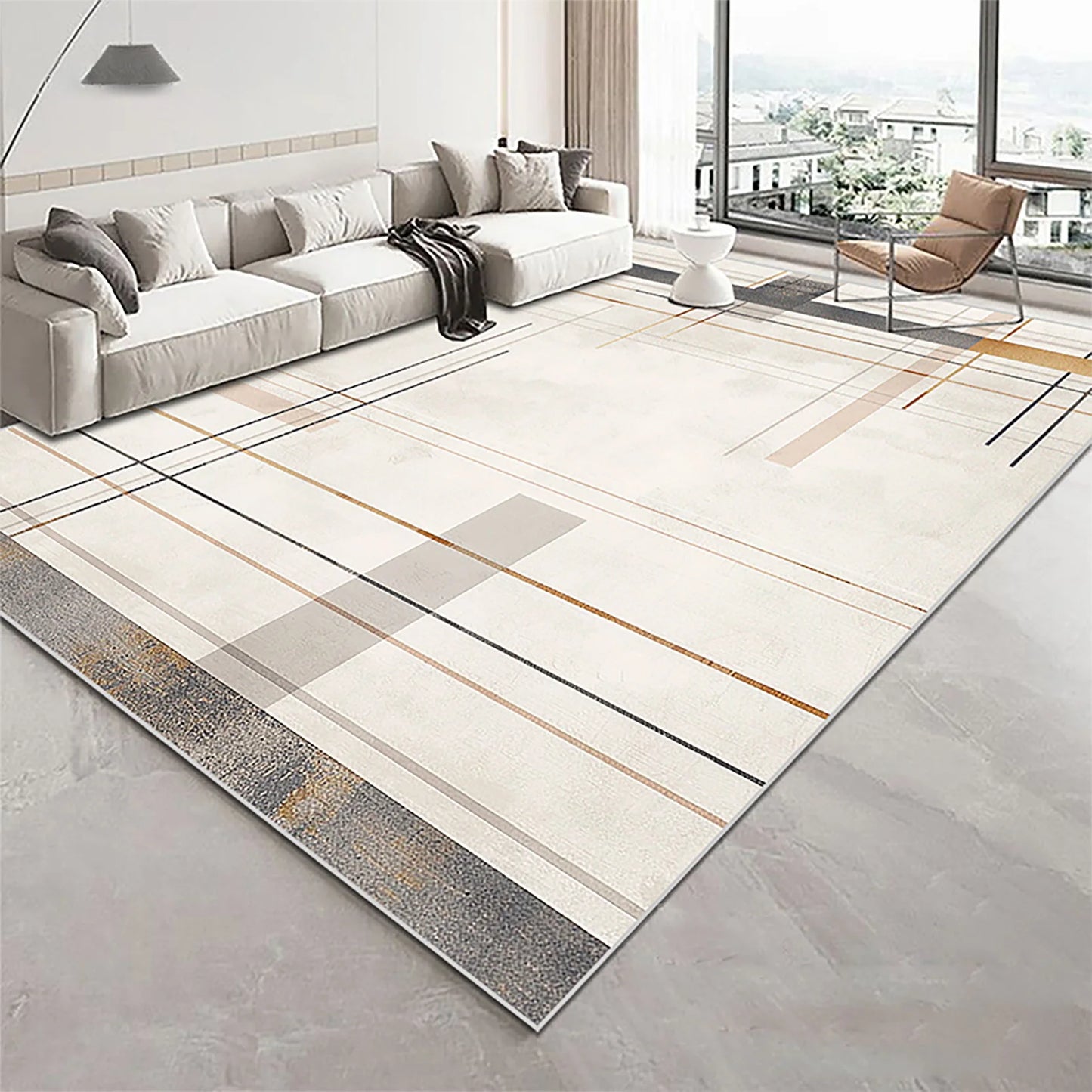 Modern Golden Geometry Carpet for Living Room Light Luxury Rugs for Bedroom Decor Large Area Lounge Sofa Side Floor Mats 200x300