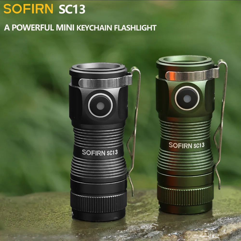 Sofirn SC13 Black Green SST40 LED 1300lm Mini Tactical 18350 Flashlight 6000K Keychain Emergency Torch