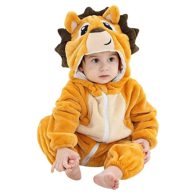 MICHLEY Halloween Winter Baby Rompers Hooded Flannel Cosplay Toddler Infant Clothes Bodysuits Jumpsuit Costume For Girl Boy