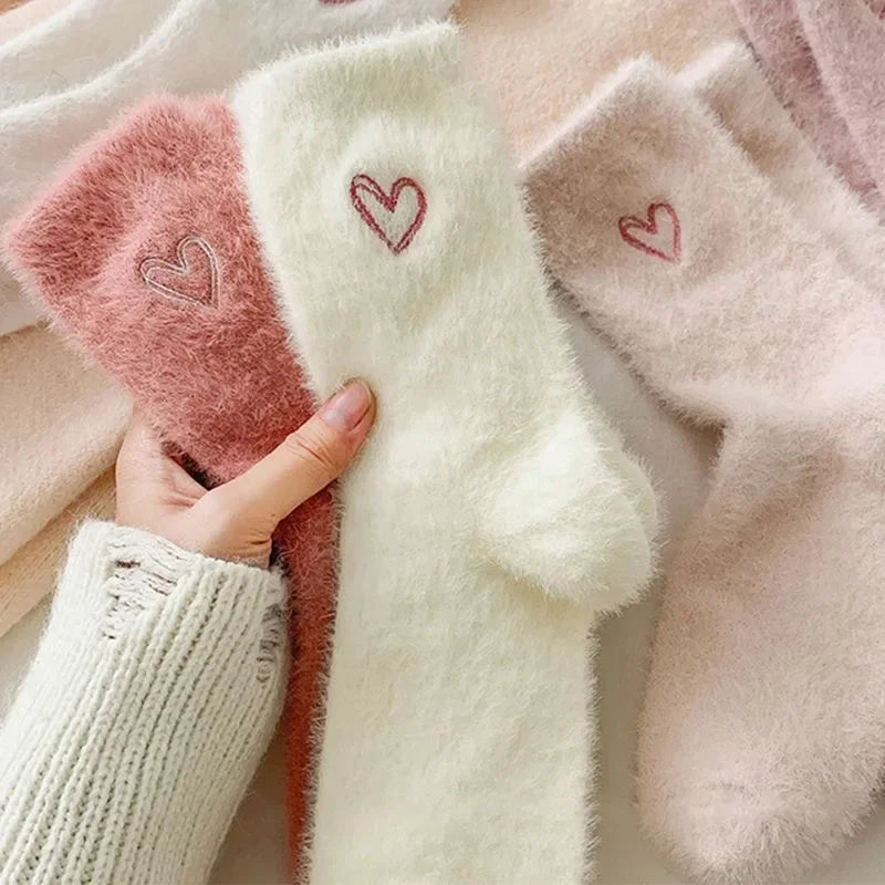 Cozy Mink Velvet House Socks 5 Pairs Fleece Lined Warm Socks Uses for Women Cold Weather Home Wear