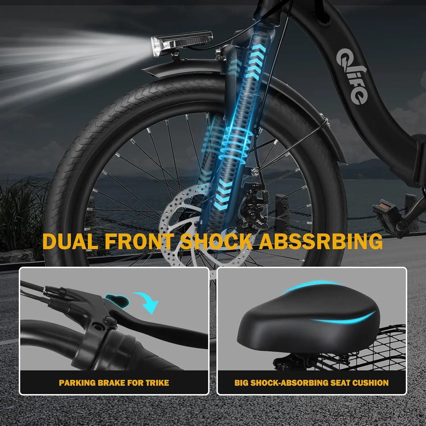 Triker Electric Bike, Peak 750W Brushless Motor Folding Trike Ebike, 468Wh Removable Battery, Step-Thru 3 Wheel, Customized