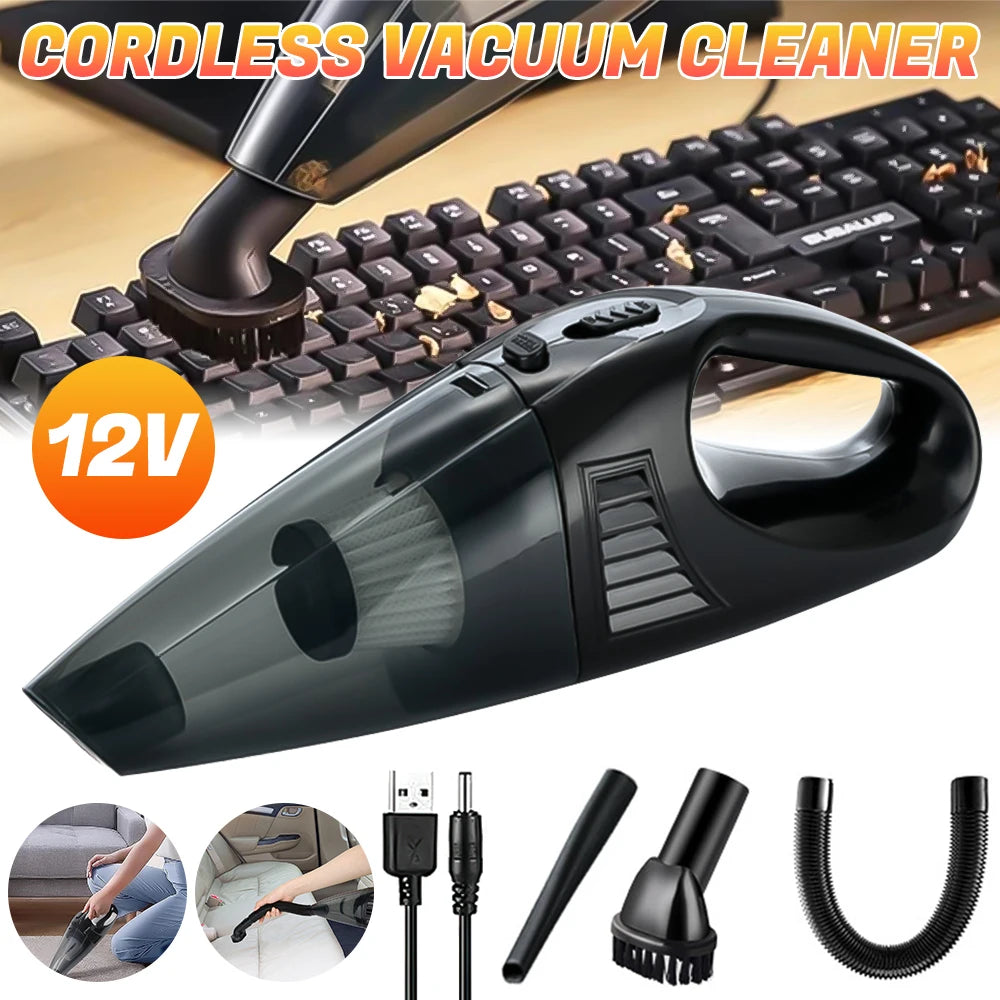 Wireless Car Vacuum Cleaner Portable Wet&Dry Handheld Strong Suction Car Vacuum Air Duster Built-in 1500 mAh*2 Li-ion battery