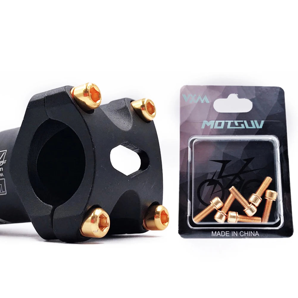 MTB Road Bike Stem Bolts M5x18mm Titanium Plated Allen Hex Head Stem Screws with Washer for Bicycle Accessories