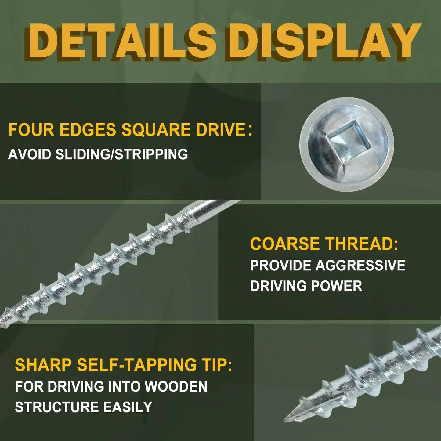 VKKM Galvanized Pocket Hole Screws #7 #8 1-1/4" 1-1/2" 200-300PCS w/ Free Drill Bits for Woodworking Tools