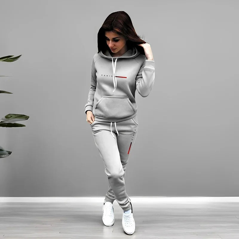 Printing Hooded Suit Quality Ladies Daily Jogging Sport Woman Two piece Set Autumn Winter Women Tracksuit Outfits Fashion Casual