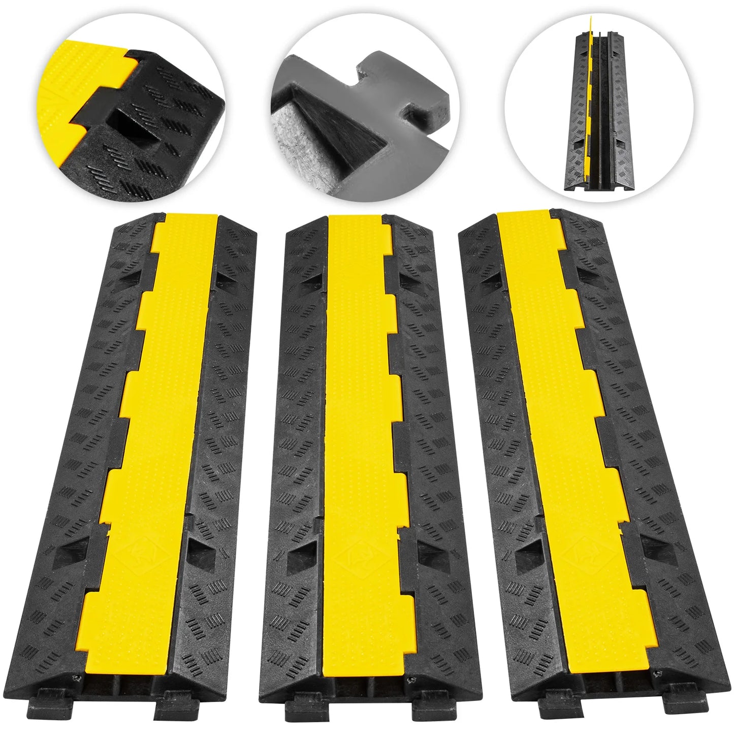 Cable Protector Ramp Wire Cable Cover Cord Guard 2 Channels Rubber + PVC 11000 LBS Speed Bump Parking Driveway Traffic