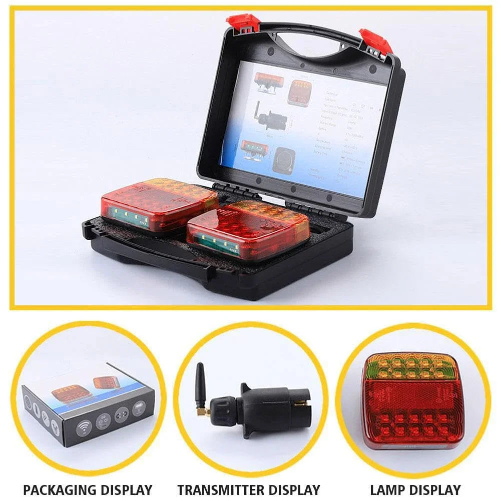 2 Piece Magnetic Wireless Trailer Lights Waterproof Reflective Lens Truck LED Taillights Towing Light Kit For Truck RV Camper Boat