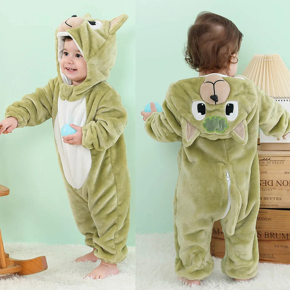 Pajama Toddler Winter Cartoon Jumpsuit Boys Girls Plush Flannel Overalls Kids Bear Lion Penguin Dino Costumes