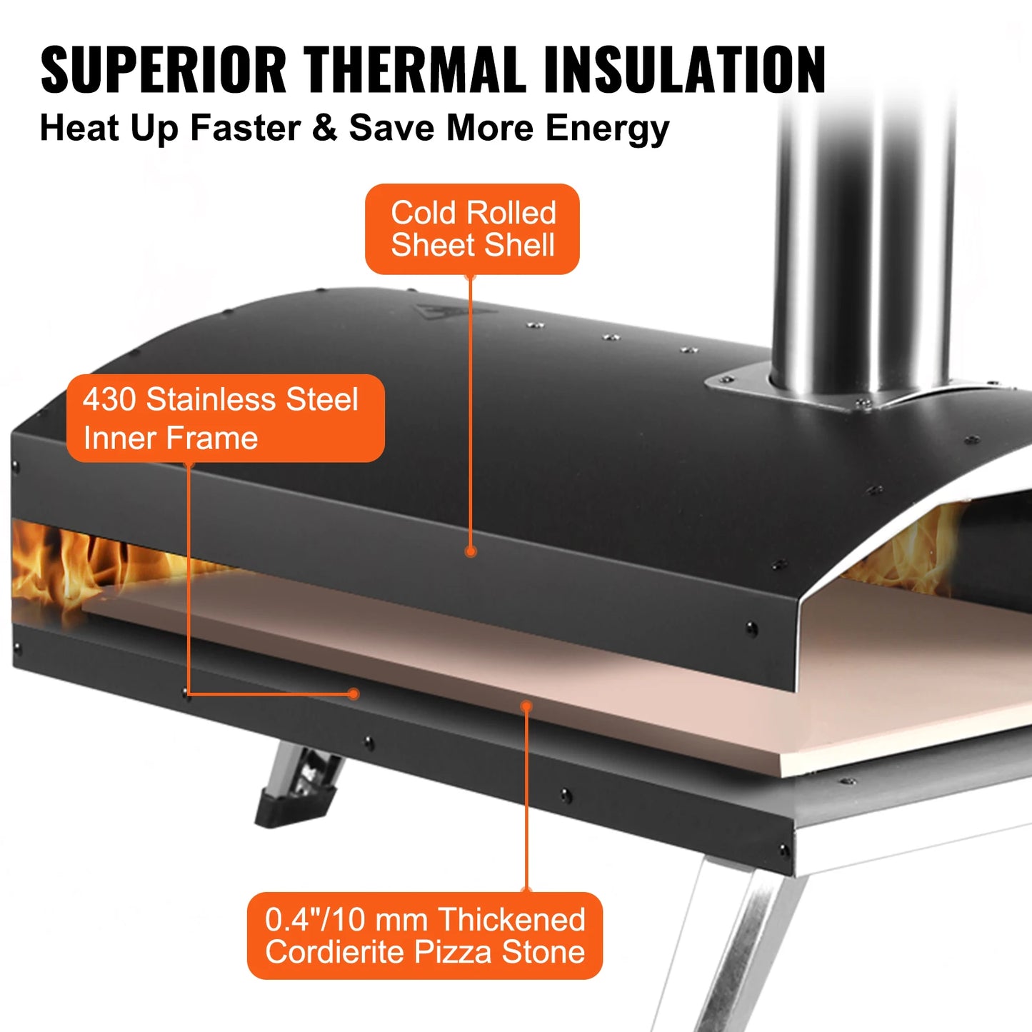 12 inch Outdoor Oven Charcoal Fired Maker Portable Outside Stainless Steel Grill & Pizza Waterproof for Backyard Camping