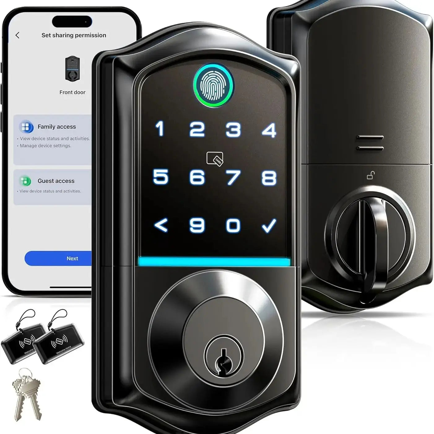 Veise VE07 Fingerprint Smart Door Lock, 7-in-1 Keyless Entry Deadbolt with App Control, Electronic Digital Touchscreen Keypad
