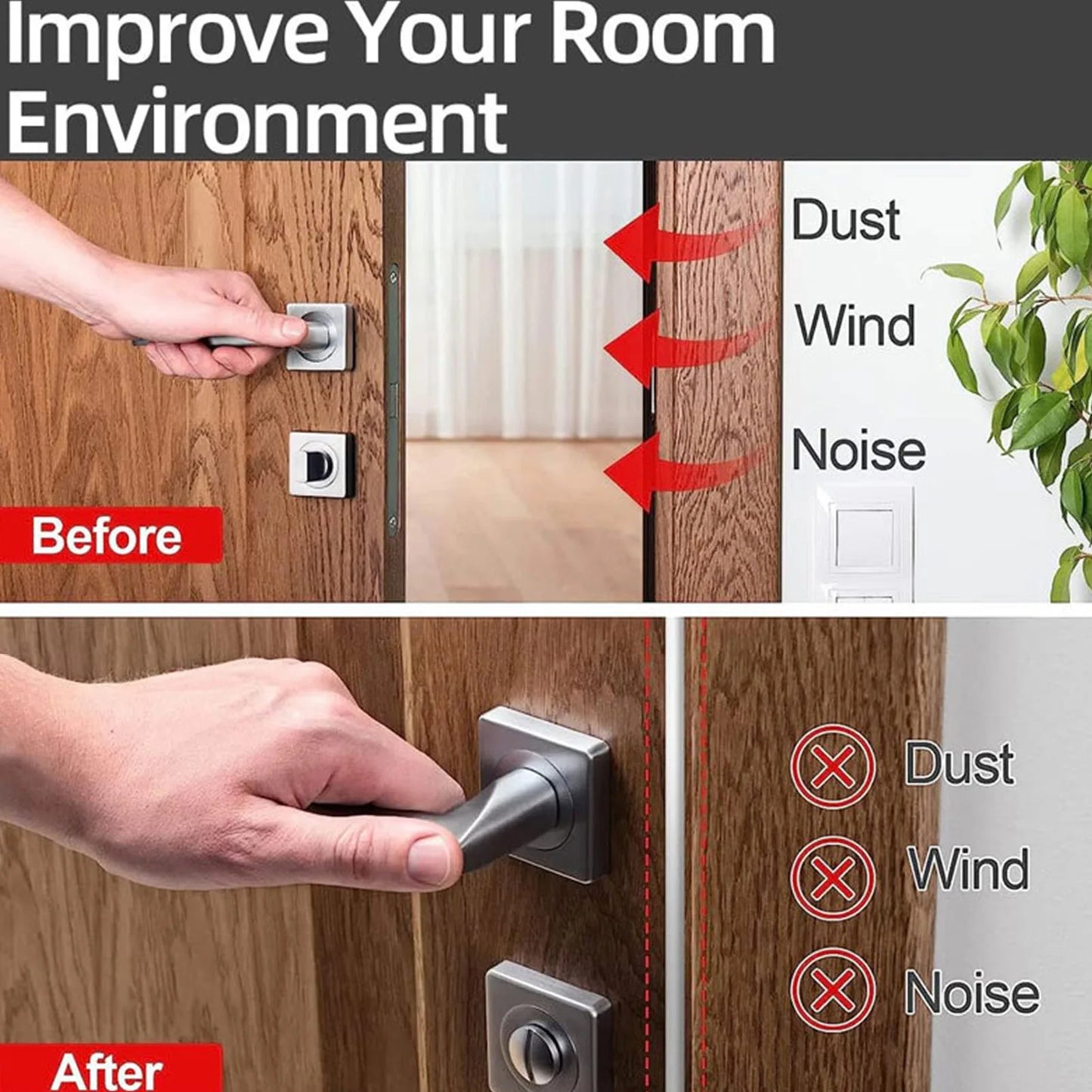 2 Piece Door windows Sealing Strips Draft Stopper Silicone Weather Strip Windproof Soundproof Seal Self Adhesive for Home Office