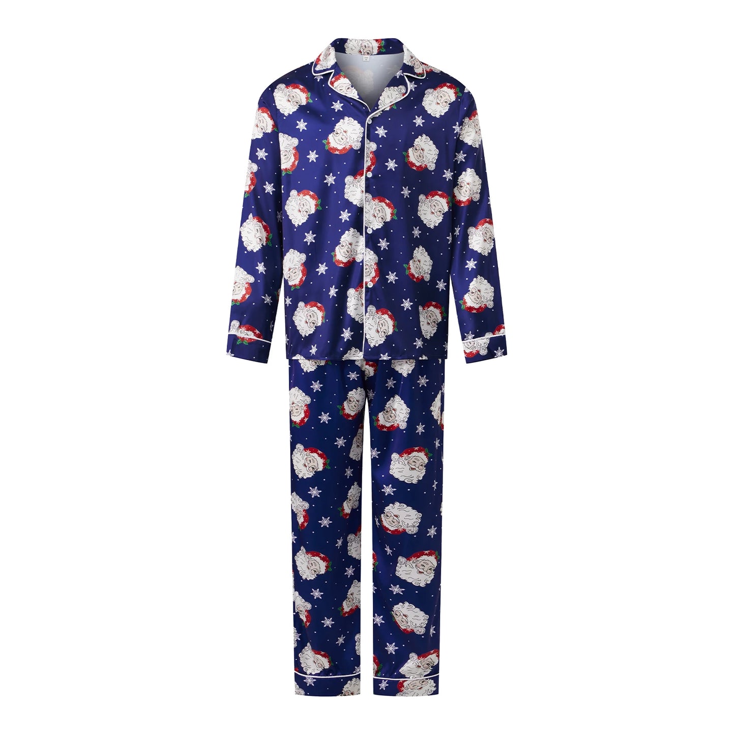 Family Matching Christmas Pajamas Set Dad and Son Santa Print Tops Pants Holiday Satin Pajamas Sleepwear