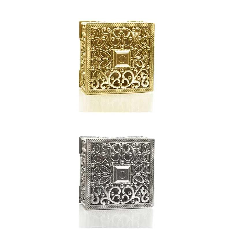 2 Piece Mini Treasure Storage Jewelry Box Gold, Silver color Hollow Flower Pattern Jewelry Case Boxes for Necklace Earring Ring