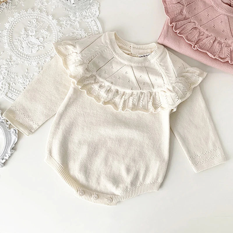 0-24M Warm Baby Clothing Knit Romper Newborn Romper Infant Toddler Boy Girl Long Sleeve Jumpsuit Embroidery Fall Spring Outfits