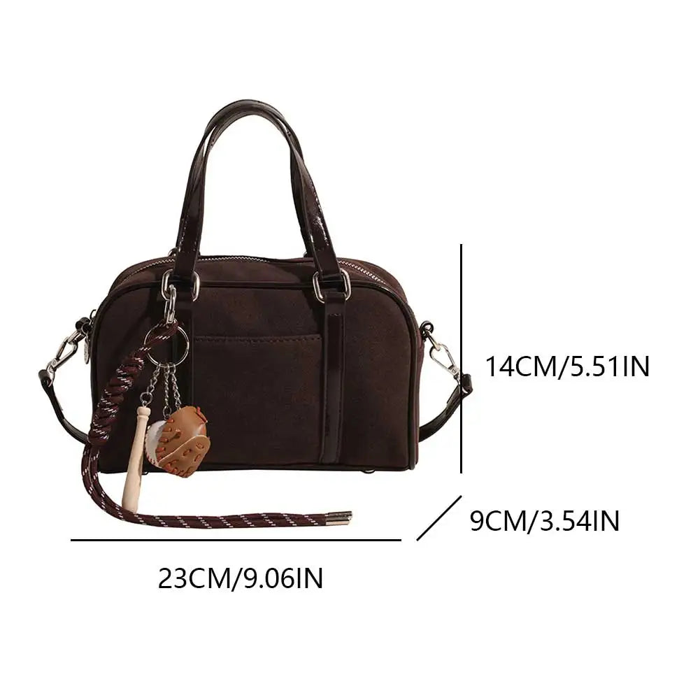 Women Suede Top-handle Bag Adjustable Strap Crossbody Purse With Interior Pocket Handbag Zipper Clutch Purse for Work Travel