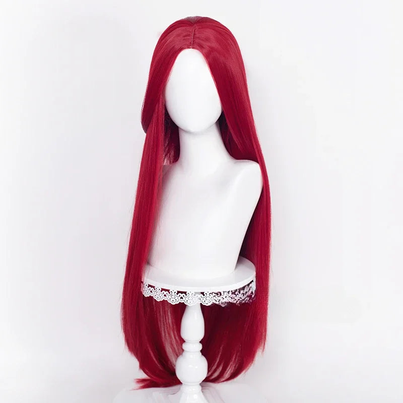 Long Straight Cosplay Wig 100 cm Center Parting Central Split Blond Pink Red Purple Heat Resistant Synthetic Hair Wigs