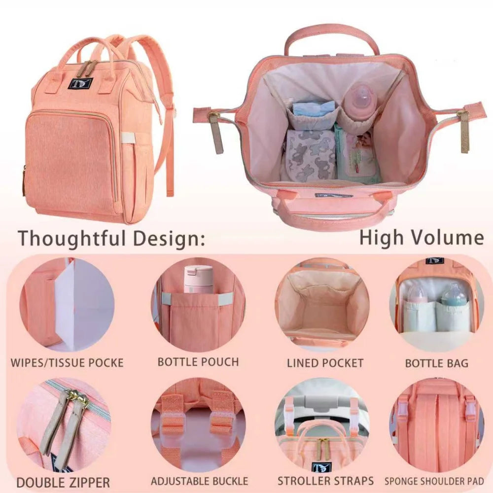 2025 New Multipurpose Diaper Bag Backpack with Changing Pad & Stroller Straps, Large Capacity Mom Bags with Thermal Pocket