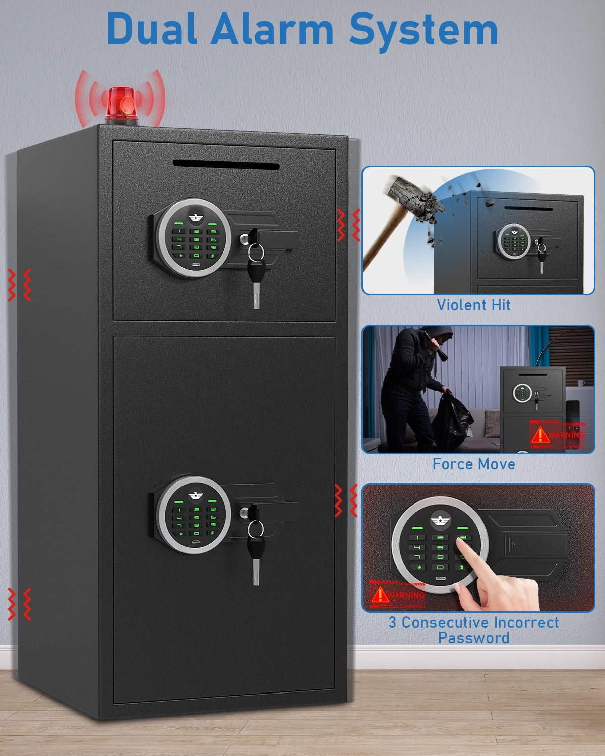 7.0 Cu ft Extra Large Home Safe Box Fireproof, Digital Home Security Safe Box with Deposit Slot & Metal Storage Box