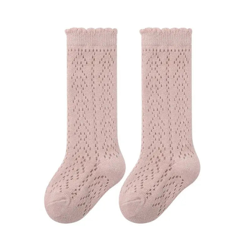 Babys Girls Princess Knitted Mesh Socks Cotton Infant Kids Girls Long Tube Socks 0-3T Summer Soft Toddler Girls Knee High Socks