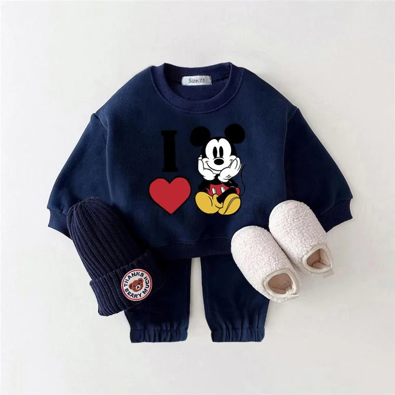 2 Piece Kids Girl / Boy Thicken Clothes Outfits Lovely Printed Sweatshirt + Pant Children Baby Clothing for Autumn Winter